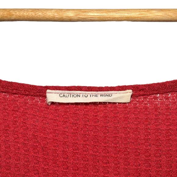 Waffle knit red sleeveless bodysuit top - Picture 3 of 3